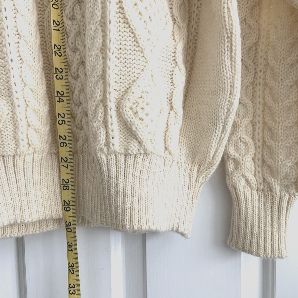 Blarney Woolen Mills Creme White Wool Cable Knit Chunky Sweater Men sz XXL EUC - Picture 3 of 8